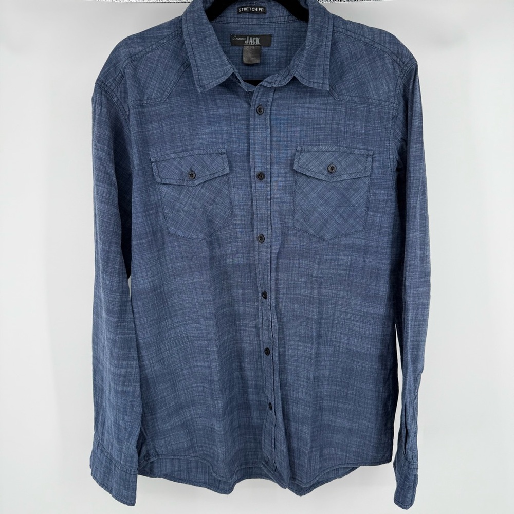 Diamond Supply Co. Textured Blue Button Down Shirt